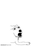 animal animated dog glasses open_mouth poyopoyo soyjak stubble variant:unknown zoomzoom // 376x400 // 308.4KB