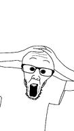 forehead_wrinkles glasses holding_head open_mouth scream screaming shocked soyjak stubble t_shirt variant:unknown // 720x1265 // 40.8KB