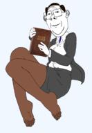 bible book christianity clothes ear foot glasses hair holding_book holding_object necktie office_lady pantyhose protestant skirt smile toes variant:protestantjak yuzugin // 1364x1968 // 397.9KB