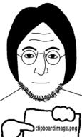 clipboardimage eyebrows forehead_lines glasses hair mouth_closed nose sign soyjak stubble variant:lennonjak // 600x1000 // 30.0KB