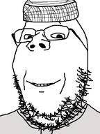 arab beard clothes hat islam islamic smile stubble subvariant:wholesome_soyjak taqiyah thob variant:gapejak // 600x800 // 22.2KB