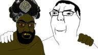 2soyjaks arabic_text brown_skin clothes crooked_teeth friendship hand hat islam open_mouth smile smirk subvariant:tetojak turban variant:chudjak variant:feraljak yellow_teeth // 1920x1080 // 630.6KB