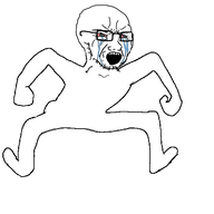 animated arm bloodshot_eyes crying dance full_body glasses hand leg monkey_dance open_mouth soyjak stubble variant:soyak // 570x537 // 62.4KB