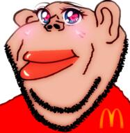 amerimutt anime blue_eyes blush brown_skin closed_mouth cute ear glowing lips mcdonalds mutt stubble subvariant:impish_amerimutt united_states variant:impish_soyak_ears // 499x512 // 184.3KB