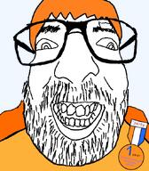 badge beard clothes glasses hair orange_hair soyjak soyzellig_party variant:israeli_soyjak zach zarty // 584x666 // 76.2KB