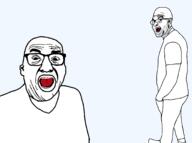 2soyjaks clothes ear full_body glasses open_mouth randy_pitchford soyjak stubble variant:unknown // 2048x1530 // 38.4KB