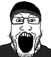 beanie clothes doomer glasses hat open_mouth soyjak stubble variant:markiplier_soyjak // 1275x1432 // 546.7KB