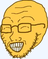 closed_eyes closed_mouth emoticon glasses grin happy series:soymoji smile soyjak stubble variant:soyak yellow yellow_skin // 531x655 // 26.4KB