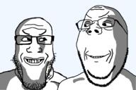 are_you_soying_what_im_soying glasses looking_at_each_other ominous shadow smile smirk soyjak subvariant:wholesome_soyjak template variant:gapejak variant:markiplier_soyjak // 1200x800 // 60.0KB