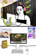 bag computer cuntoid female glasses hand headphones keyboard mcdonalds mcdonnalds meta:tagme monitor price_tag server_farm subvariant:female_chudjak table tank_top the_sims variant:chudjak wire // 720x1080 // 893.8KB