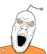 mustache open_mouth orange_shirt reddit snoo soyjak stubble teeth variant:poopniger // 640x734 // 40.0KB