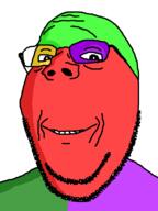 colorful glasses ominous shadow smile soyjak stubble subvariant:wholesome_soyjak variant:gapejak // 600x800 // 18.0KB