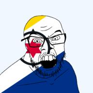 angry bald bonaire flag flag:bonaire glasses hair mustache netherlands open_mouth soyjak star_(symbol) stubble transparent_background variant:feraljak // 1500x1500 // 161.5KB