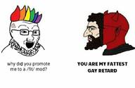 4chan colorful_hair demon fit_(4chan) flag glasses hair janny judaism lgbt nordic_chad open_mouth pedophile soyjak stubble tattoo text variant:soyak // 680x443 // 100.7KB