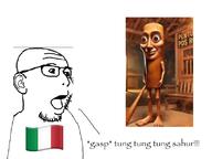 ai_art ai_brainrot ai_generated brainrot flag:italy italian_meme italy tung_tung_tung_sahur variant:blabberson weird wtf // 800x600 // 224.0KB