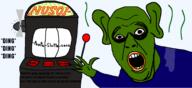 amerimutt arm bait clothes demoralize ear eyebags frog gambling green_skin open_mouth pepe seethe slot_machine soyjak stain stinky text variant:yurjak // 962x442 // 25.2KB