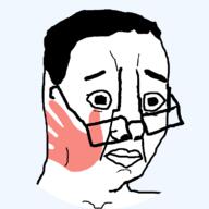 five_nights_at_cobson's glasses_askew handprint mark shocked slap surprised transparent_background variant:chudjak white_skin // 770x770 // 21.6KB