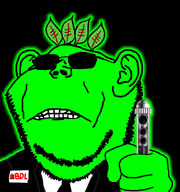 agent aiming aiming_at_viewer angry bald bdl beard black_background broot brootism clenched_teeth clothes ear food glasses glowing green_skin holding_object leaf meta:trendy_tuesday neuralizer series:brootiverse stubble suit sunglasses teeth teeth_showing tinted_glasses trend:glowie variant:impish_soyak_ears vegetable // 743x791 // 106.8KB