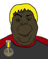 badge brown_skin closed_mouth clothes eyebrows eyelashes fat hair lips looking_at_you nate no_glasses nose nusoi nusoicaca raised_eyebrow smile smug soot_colors soyjak_party stubble subvariant:hunky_twink_sex_machine template text transparent_background variant:alicia wrinkles yellow_hair // 592x720 // 37.1KB