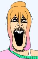 bra clothes dyed_hair eyeshadow glasses hair looking_up mustache ongezellig open_mouth orange_hair stubble variant:beastjak yfke_(ongezellig) // 878x1339 // 34.4KB