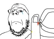 blood closed_mouth crying finger glasses hand hangnail injured peeling sad soyjak stubble variant:gapejak // 683x495 // 8.9KB