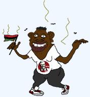 black_skin clothes ear flag flag:pan-african flies full_body grey_pants hair kfc lips nas:amerimutt nas:tyrone nigger nigger_lips stink_lines stinky subnas:amerinigger white_shirt // 555x600 // 13.9KB