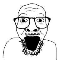 bald gaping_mouth glasses meta:tagme open_mouth soyjak stubble variant:unknown // 949x966 // 96.9KB