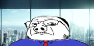 angry business clothes glasses hat irl_background judaism kippah necktie office rich skyscraper soyjak squished stubble successful suit variant:gapejak // 991x491 // 397.3KB