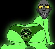 animated arm ass black_background central_intelligence_agency clothes ear glasses glowing glownigger grey_skin leg open_mouth soot soot_colors soyjak soyjak_party stubble text trend:glowie united_states variant:nojak wing // 738x656 // 137.3KB
