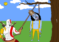 4_arms ancient_greece bald beard blue_skin goatee god_of_war greece greek_mythology hindu hinduism india indian kratos muscles noose rope subvariant:wholesome_soyjak sun sword tattoo tree variant:bernd variant:chudjak variant:gapejak vishnu // 2100x1500 // 390.0KB