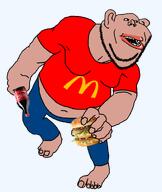 amerimutt arm beard big_lips big_mac brown_skin clothes coca_cola ear fat food foot full_body hand holding_object lips mcdonalds meta:tagme soda subvariant:impish_amerimutt traced transparent_background variant:impish_soyak_ears // 797x943 // 84.5KB