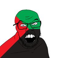 angry country flag flag:martinique glasses jacksepticeye looking_at_you martinique mustache open_mouth soyjak stubble teeth variant:feraljak youtube // 1500x1500 // 27.1KB