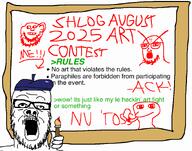 2025 2025_nushlogshlog_art_contest ack art artist beret competition contest cryboy nuschlog nushlog shlog slf smoking stonetoss subvariant:slf variant:a24_slowburn_soyjak variant:impish_soyak_ears ‘toss // 909x713 // 109.2KB