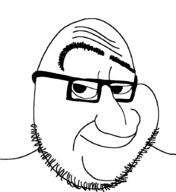 bald closed_mouth glasses raised_eyebrow redraw smile smug stubble variant:smugjak white_background // 819x896 // 18.8KB