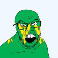 angry animal bird british caernarfonshire eagle flag flag:caernarfonshire glasses hair looking_at_you mustache open_mouth soyjak stubble teeth united_kingdom variant:feraljak wales // 1500x1500 // 175.0KB