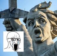 crying glasses irl open_mouth red_eyes russia soyjak statue stubble variant:soyak // 825x811 // 75.8KB