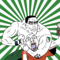 1.kla$ 1kla$ album_cover arm beer blood body bottle cross cyrillic_text english_text glasses kolovrat music nose nose_bleed russia russian_rap straight_edge stubble subvariant:perceptive_chud tattoo two_soyjaks variant:bernd variant:chudjak vein // 2000x2000 // 1.2MB