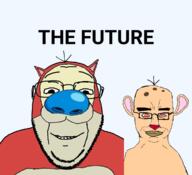 2soyjaks animal cartoon cat closed_mouth dog ear future glasses hair merge nickelodeon red_eyes ren_and_stimpy smile soyjak stubble subvariant:chudjak_front subvariant:wholesome_soyjak text variant:bernd variant:chudjak variant:gapejak // 1152x1052 // 283.9KB