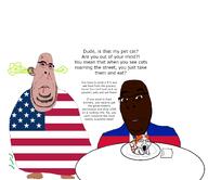 animal black_skin cat eating fart fat food glasses hair haiti marsey mutt open_mouth plate rdrama red_eyes soyjak stinky stubble subvariant:blobson subvariant:hornyson subvariant:marseyplier subvariant:nucob united_states variant:cobson variant:markiplier_soyjak // 1934x1672 // 246.1KB