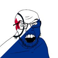 angry bonaire_sint_eustatius_and_saba country flag glasses jacksepticeye looking_at_you mustache open_mouth soyjak stubble teeth variant:feraljak youtube // 1500x1500 // 35.0KB