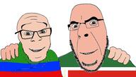 2soyjaks chechnya dagestan friendship glasses hand happy looking_at_you no_more_brother_wars smile soyjak stubble variant:cobson variant:feraljak // 1920x1080 // 259.0KB