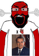 angry balding beard clothes glasses hair heart i_love open_mouth red_skin richard_nixon soyjak subvariant:science_lover tshirt variant:markiplier_soyjak // 2816x4096 // 910.4KB