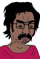 brown_skin hair hairy indian mustache red_sclera red_shirt restoration shitskin subvariant:chudjeet variant:chudjak // 500x734 // 12.9KB