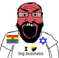 anarcho-capitalism angry arm balding beard capitalism clothes flag:anarcho-capitalism flag:gay_gadsden gay glasses hair heart i_love judaism libertarian open_mouth red_face snake soyjak star_of_david subvariant:science_lover text tshirt variant:markiplier_soyjak // 800x789 // 98.1KB