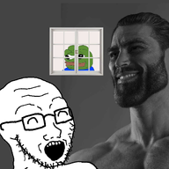 amphibian closed_eyes frog gigachad glasses happy nas:gigachad nas:pepe open_mouth pepe_the_frog soyjak stubble subnas:apu variant:soyak // 1080x1246 // 571.7KB