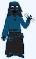arm avengers b_b_ghast_(namefag) bbghast beanie black_skin blush clothes dress eyelashes female full_body glasses glowing hair hand hat leg long_hair looking_at_you necklace nintendo nintendo_switch no_nose open_mouth series:name-tan shoe variant:soytan video_game wave waving // 1352x2196 // 208.4KB