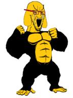 animated bloodshot_eyes crying dog ear glasses gorilla janny large_eyebrows open_mouth soyjak stretched_mouth stubble variant:soyak yellow_skin // 900x1200 // 96.7KB