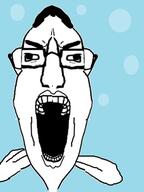 angry animal bubble fish hair open_mouth soyjak subvariant:chudjak_front variant:chudjak water // 398x532 // 40.0KB