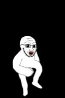animated arm dance full_body glasses hand leg lips oh_my_god_she_is_so_attractive open_mouth selfish_little_fuck soyjak stubble variant:soyak // 600x900 // 670.4KB