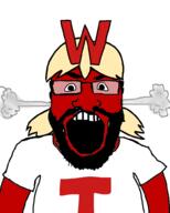 4chan angry arm beard clothes fume glasses janny open_mouth red_skin soyjak subvariant:science_lover tshirt variant:markiplier_soyjak wt_snacks yellow_hair // 800x1000 // 135.3KB